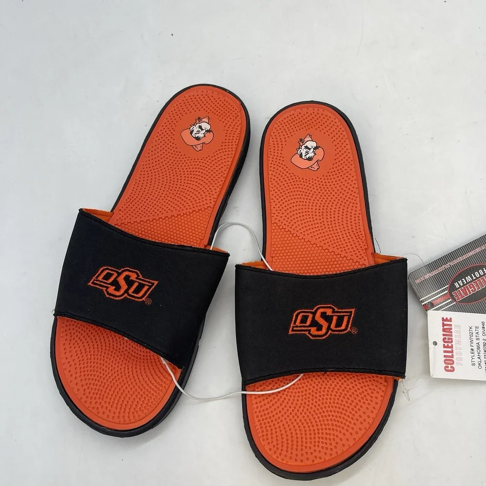 Oklahoma State University Slides Womens 6 US ISlide Primary Sandals NEW